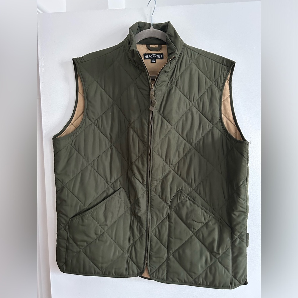 J Crew Mercantile Quilted Men’s Vest - Olive Green